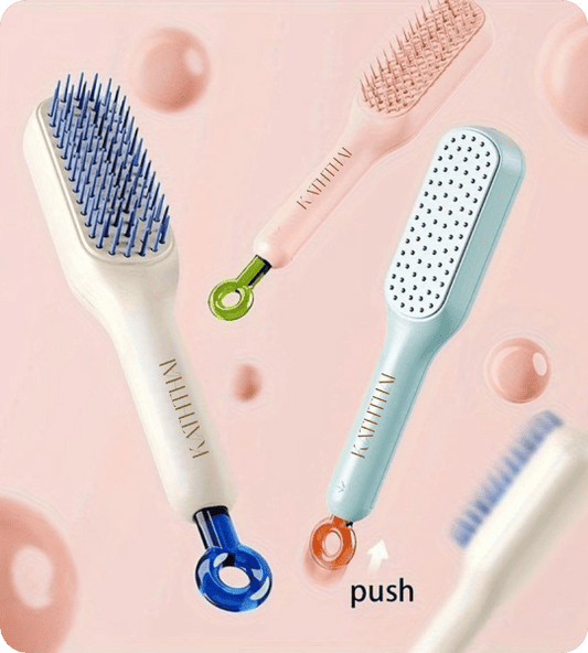 Self-Cleaning Hair Brush with Retractable Bristles