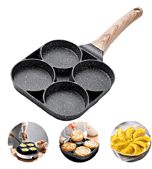 4 Hole Non-Stick Egg Frying Pan with Detachable Handle