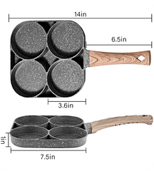 4 Hole Non-Stick Egg Frying Pan with Detachable Handle