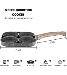 4 Hole Non-Stick Egg Frying Pan with Detachable Handle