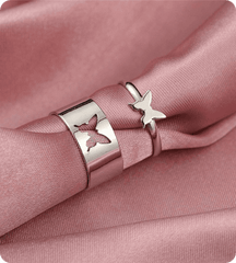 Golden Butterfly Metal Finger Rings for Couples (Pair)