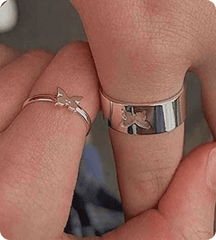 Golden Butterfly Metal Finger Rings for Couples (Pair)