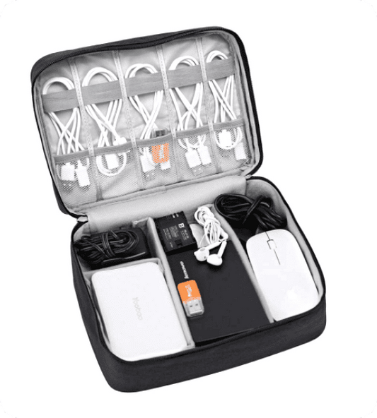 Compact Grey Nylon Tech Organizer Case