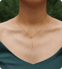 Gold-Plated Moon and Star Pendant Necklace for Women