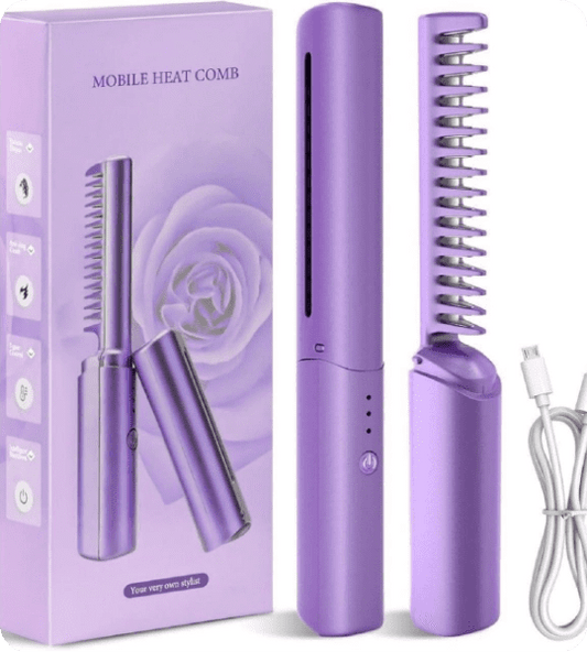 Portable Cordless Mini Hair Straightener Hot Comb