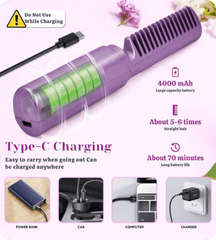 Portable Cordless Mini Hair Straightener Hot Comb