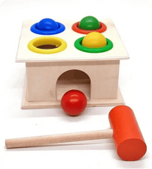 Wooden Hammer Ball Bench with Box Case Toy Set