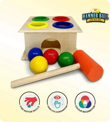 Wooden Hammer Ball Bench with Box Case Toy Set