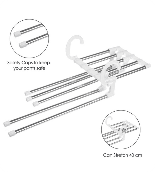 5-in-1 Stainless Steel Wardrobe Pant Rack Hanger