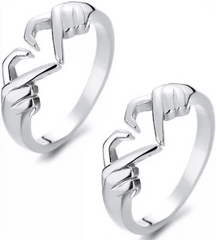 Stainless Steel Heart Rings for Couples (Set of 2)