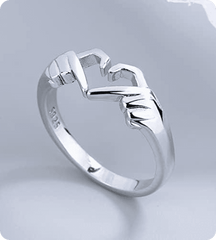 Stainless Steel Heart Rings for Couples (Set of 2)