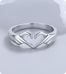 Stainless Steel Heart Rings for Couples (Set of 2)