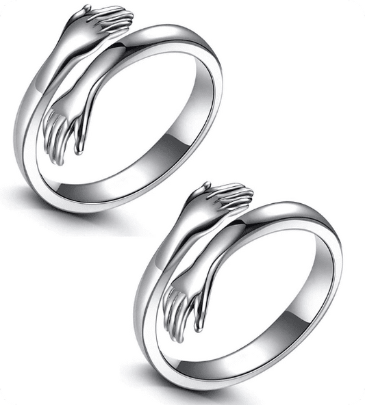 Couples Exclusive Silver Plated Hug Rings (Pack of 2)