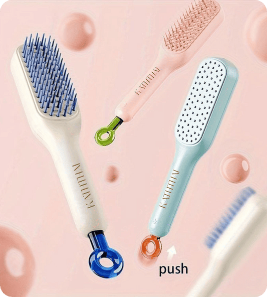 Self-Cleaning Hair Brush with Retractable Bristles