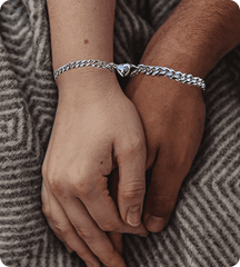 Silver Heart Magnetic Couple Chain Bracelet