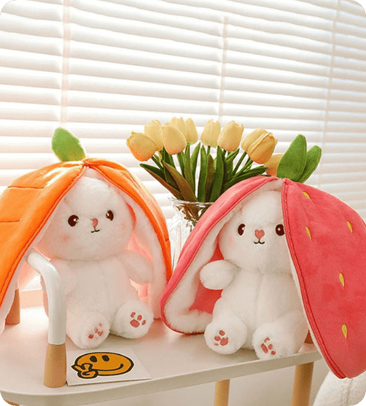 Reversible Bunny Plush Toy Pillow for Kids