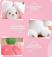 Reversible Bunny Plush Toy Pillow for Kids