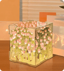 LED Tulip Cube Mirror Lamp, 2-in-1 Decor