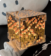 LED Tulip Cube Mirror Lamp, 2-in-1 Decor