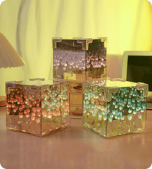 LED Tulip Cube Mirror Lamp, 2-in-1 Decor