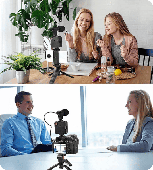 Phone Vlogger Kit with Microphone, LED & Tripod Stand