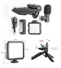 Phone Vlogger Kit with Microphone, LED & Tripod Stand