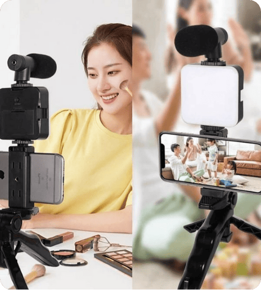 Phone Vlogger Kit with Microphone, LED & Tripod Stand